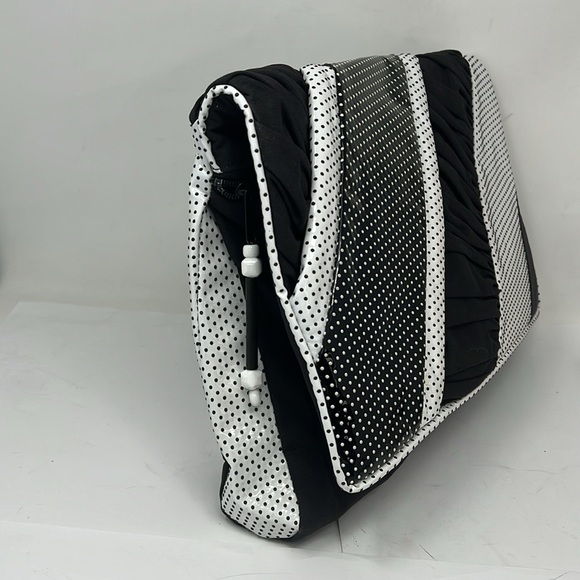 Cynthia Matthews Large Vintage 80’s Clutch Bag with Small Zip Pouch Black White - Picture 4 of 13